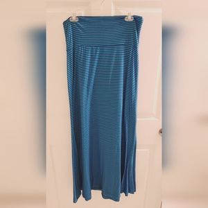 Blue Striped Maxi Skirt Floor Length Size Medium by Whimsy